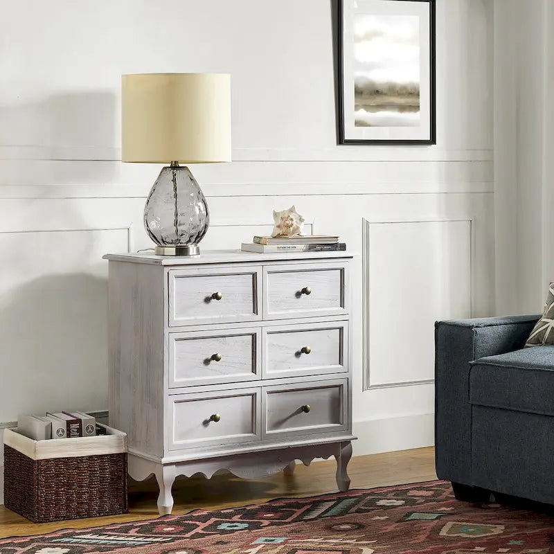 Pallantium Farmhouse 30Tall Distressed 3-Drawer Nightstand With Solid Wood Legs and Adjustable Feet by HULALA HOME