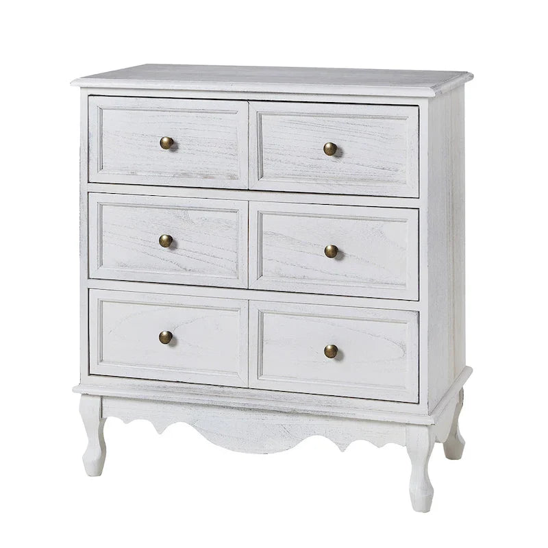 Distressed Farmhouse 3-Drawer Nightstand with Charging Station
