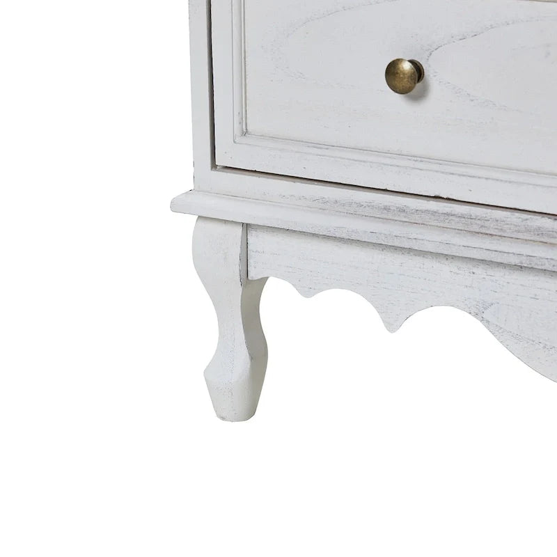 Distressed Farmhouse 3-Drawer Nightstand with Charging Station