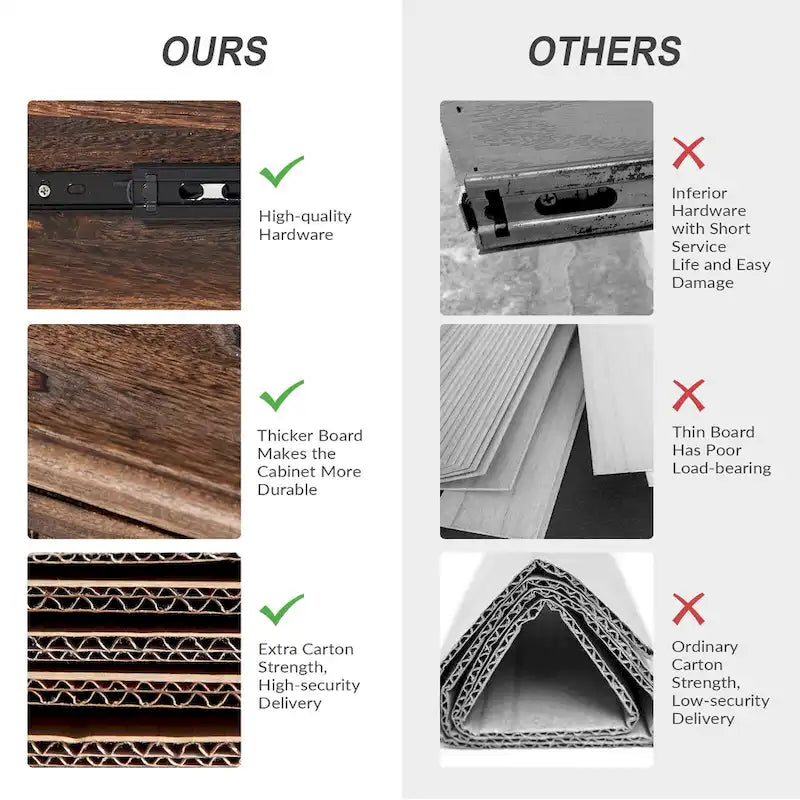 Distressed Farmhouse 3-Drawer Nightstand with Charging Station