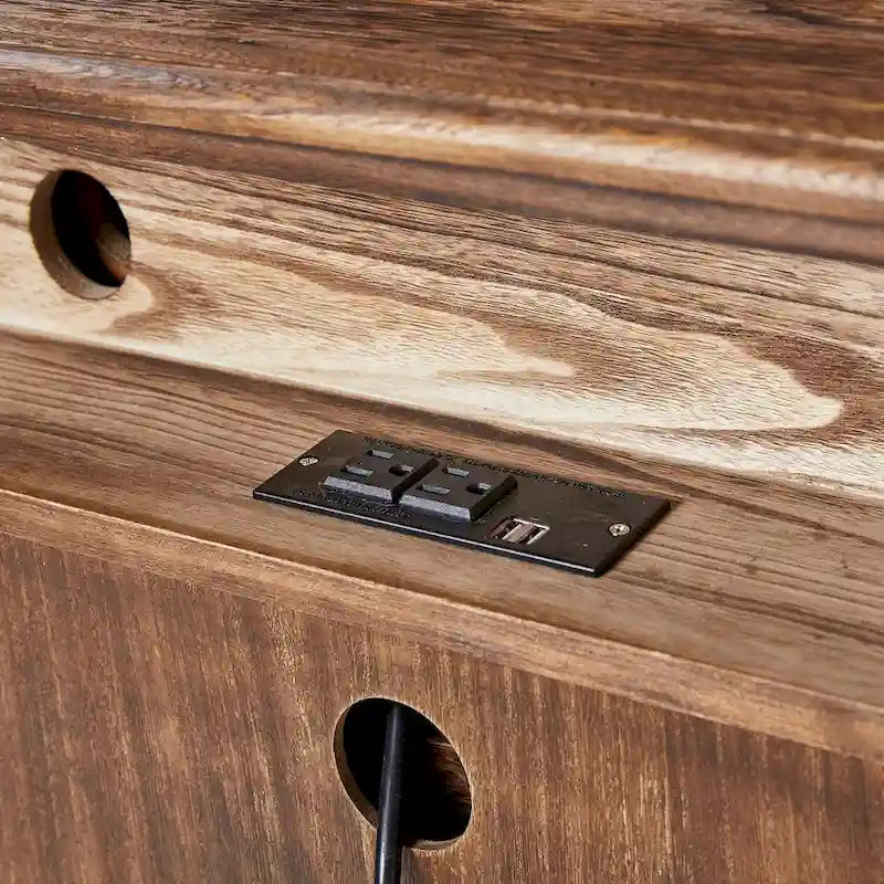 Distressed Farmhouse 3-Drawer Nightstand with Charging Station