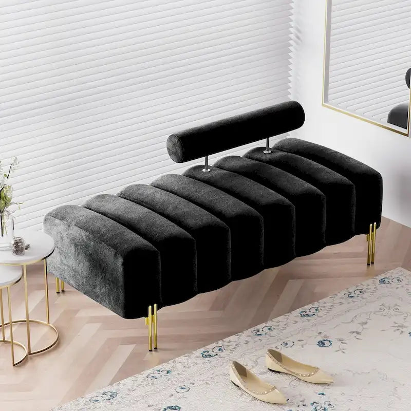 Ouyessir 52.2 Modern Channel Tufted Window Bench with Adjustable Back