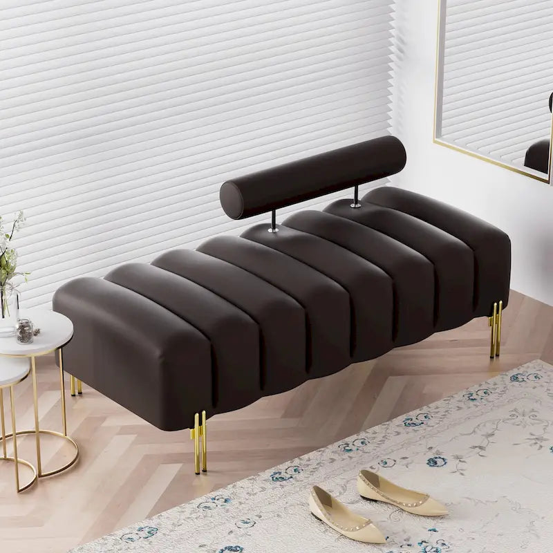 Ouyessir 52.2 Modern Channel Tufted Window Bench with Adjustable Back