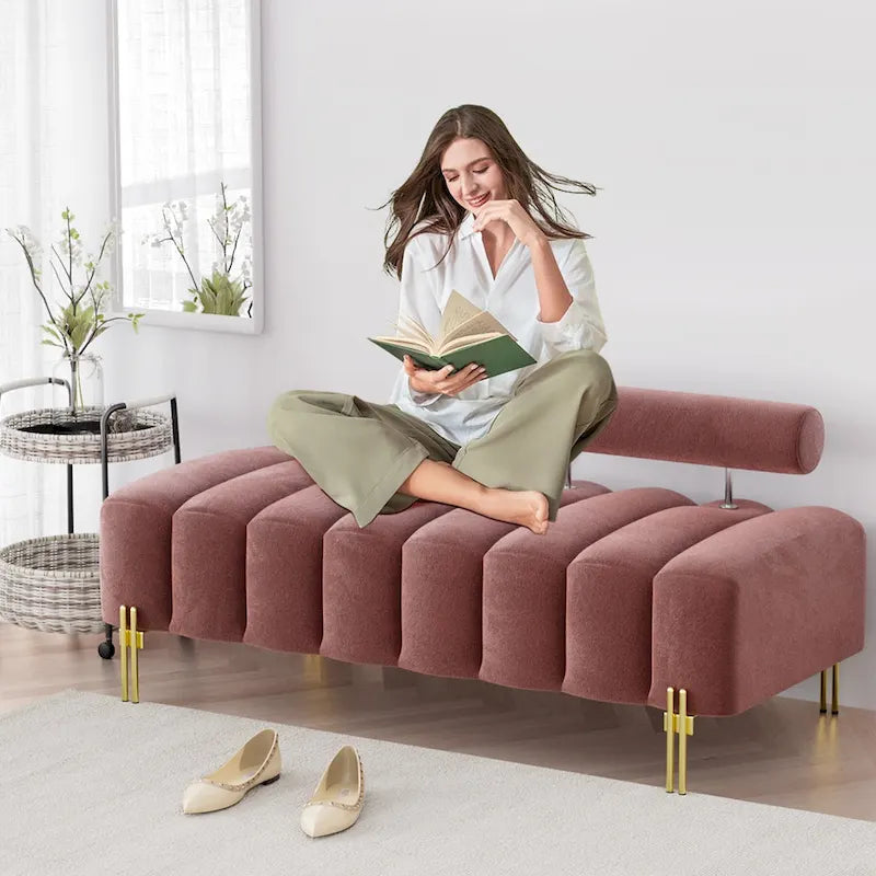 Ouyessir 52.2 Modern Channel Tufted Window Bench with Adjustable Back
