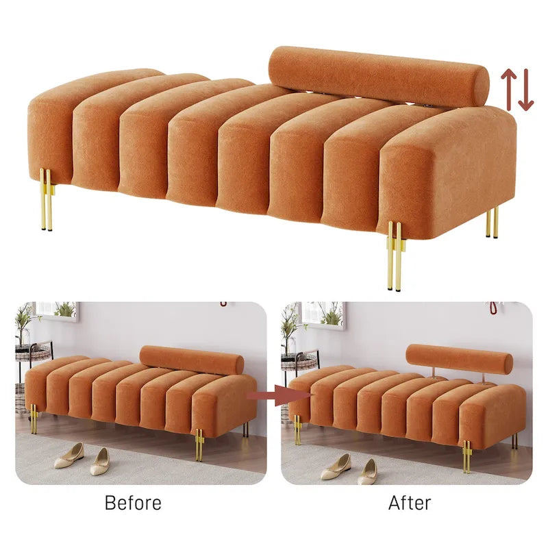 Ouyessir 52.2 Modern Channel Tufted Window Bench with Adjustable Back