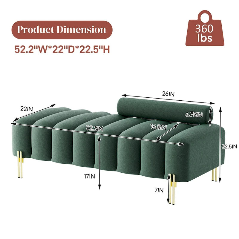 Ouyessir 52.2 Modern Channel Tufted Window Bench with Adjustable Back