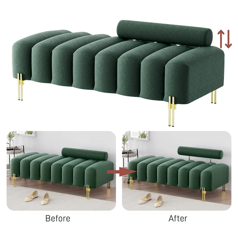 Ouyessir 52.2 Modern Channel Tufted Window Bench with Adjustable Back