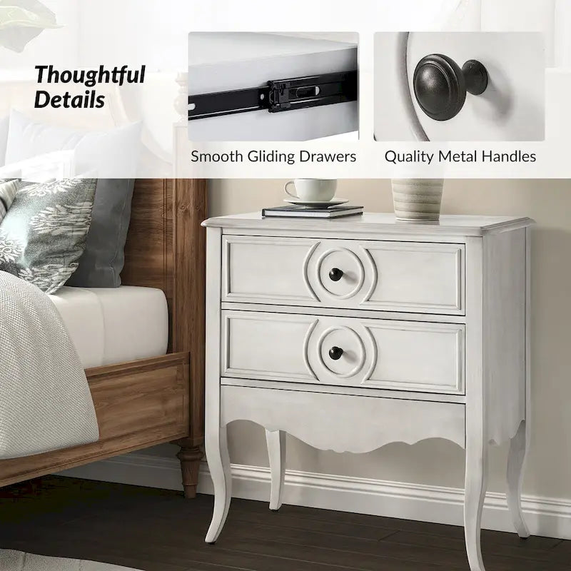 White 2-Drawer Storage Cabinet with Shelf