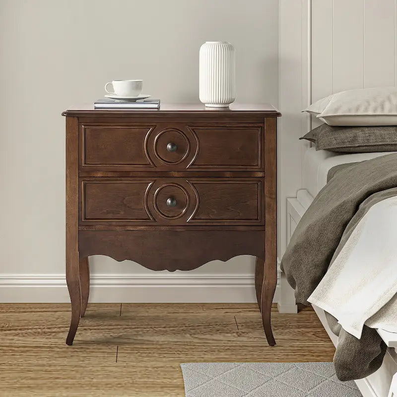 White 2-Drawer Storage Cabinet with Shelf