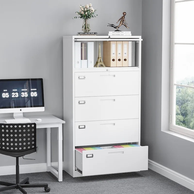 4-Drawer Lateral File Cabinet with Lock