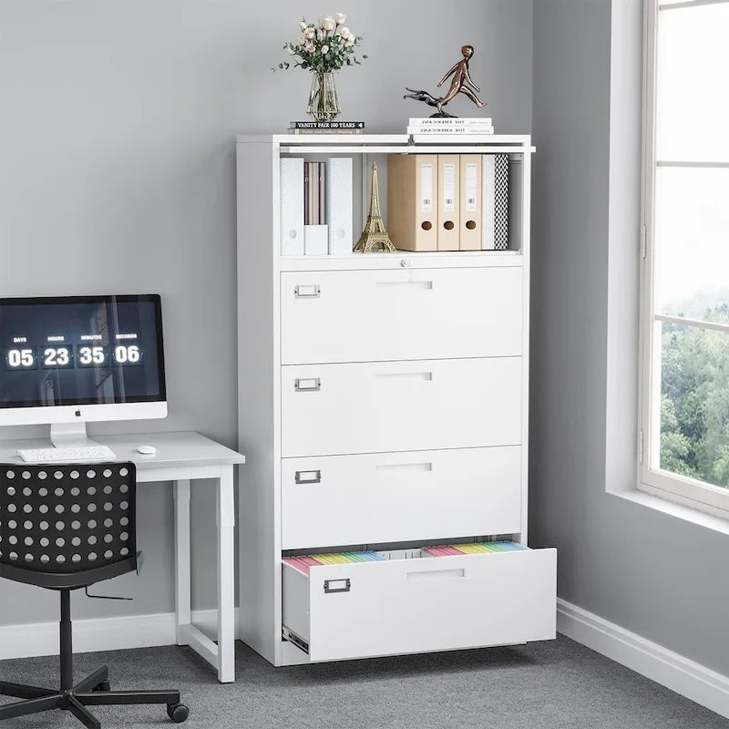 4-Drawer Lateral File Cabinet with Lock