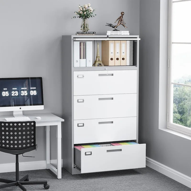 4-Drawer Lateral File Cabinet with Lock