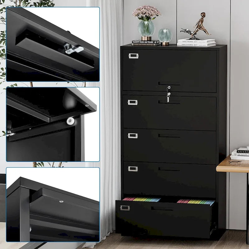 4-Drawer Lateral File Cabinet with Lock