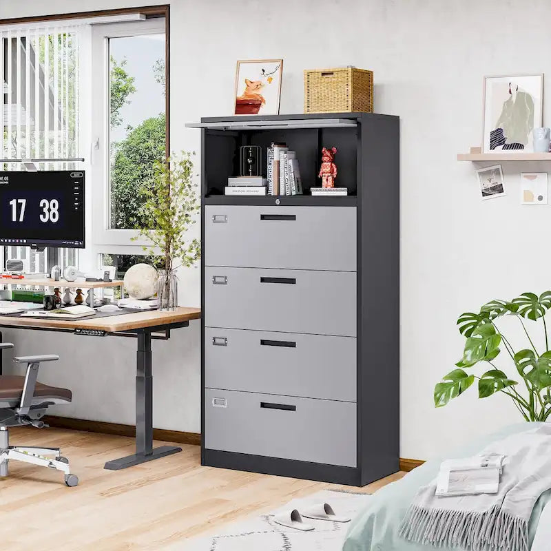 4-Drawer Lateral File Cabinet with Lock