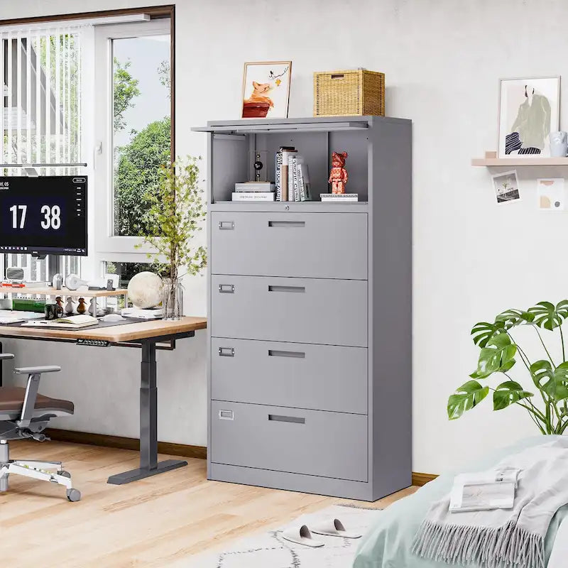 4-Drawer Lateral File Cabinet with Lock