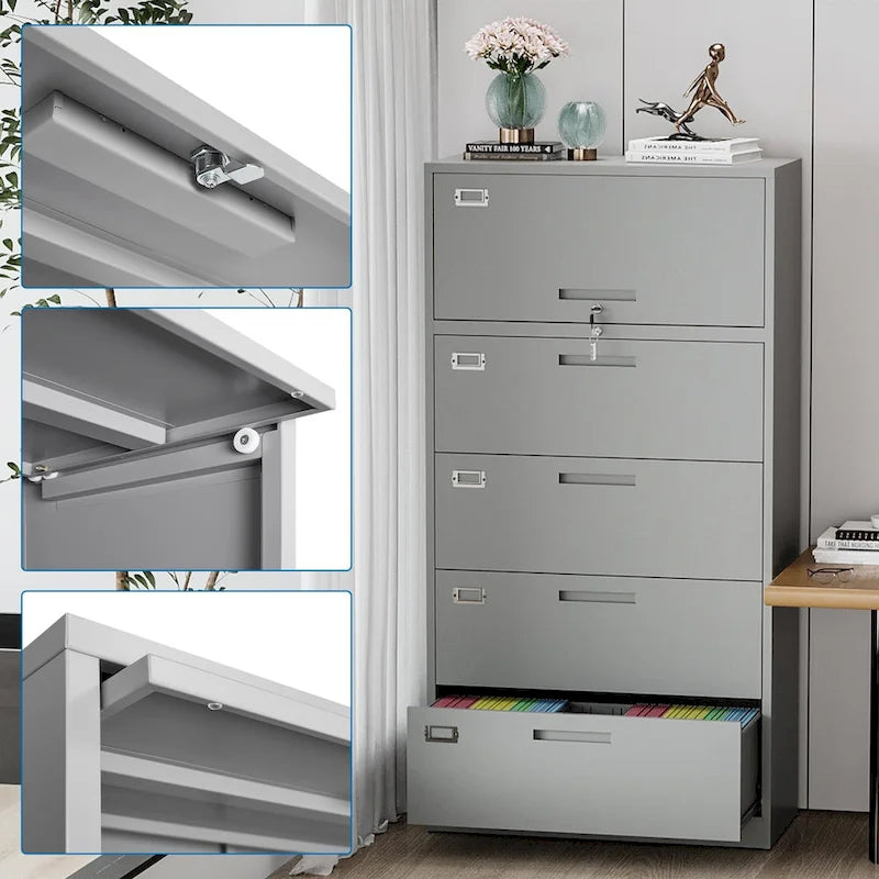 4-Drawer Lateral File Cabinet with Lock