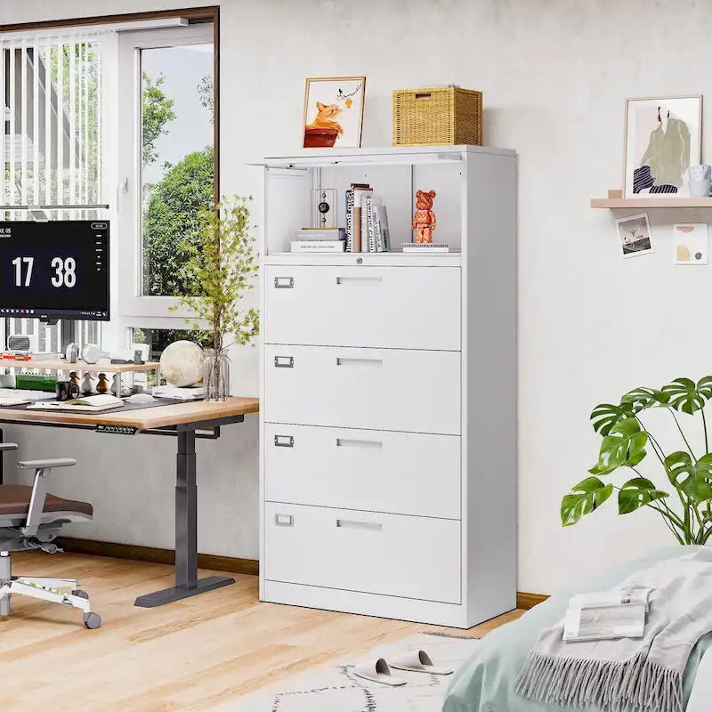 4-Drawer Lateral File Cabinet with Lock