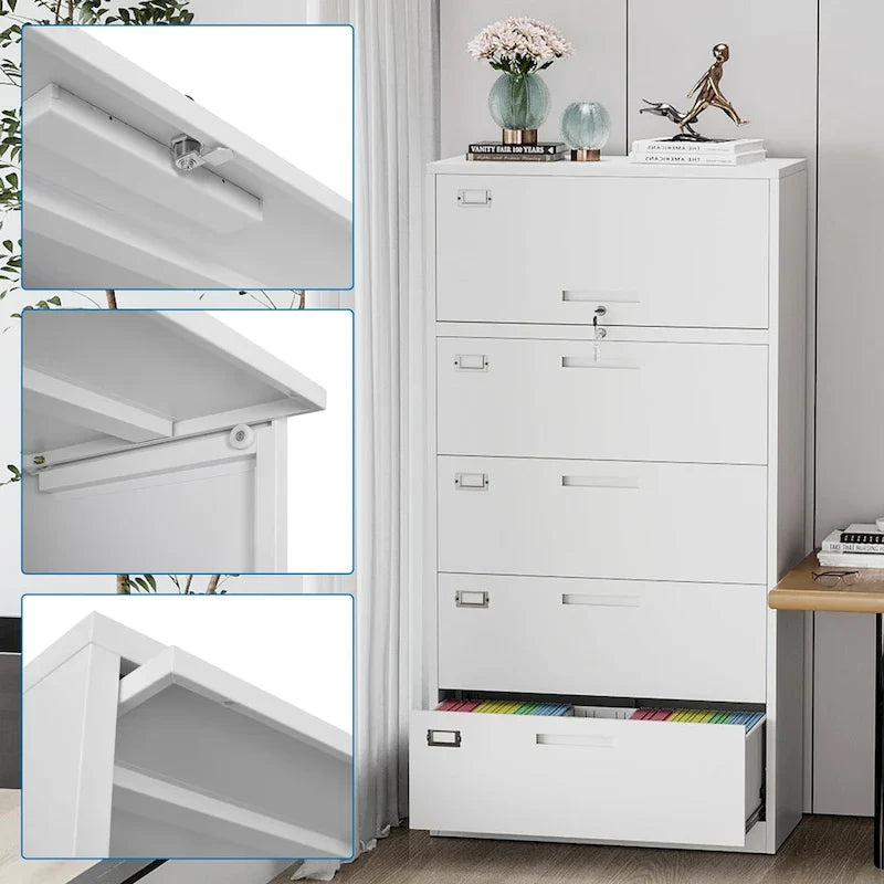 4-Drawer Lateral File Cabinet with Lock