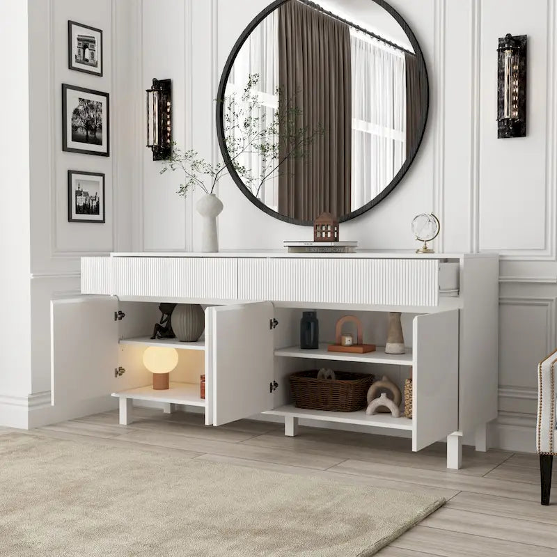 63W Bookcase Display Sideboard Lacquer Versatile Home Organizer - 63