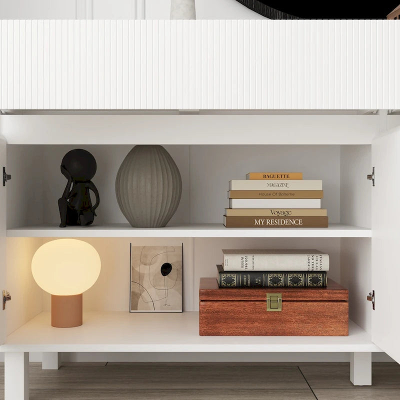 63W Bookcase Display Sideboard Lacquer Versatile Home Organizer - 63
