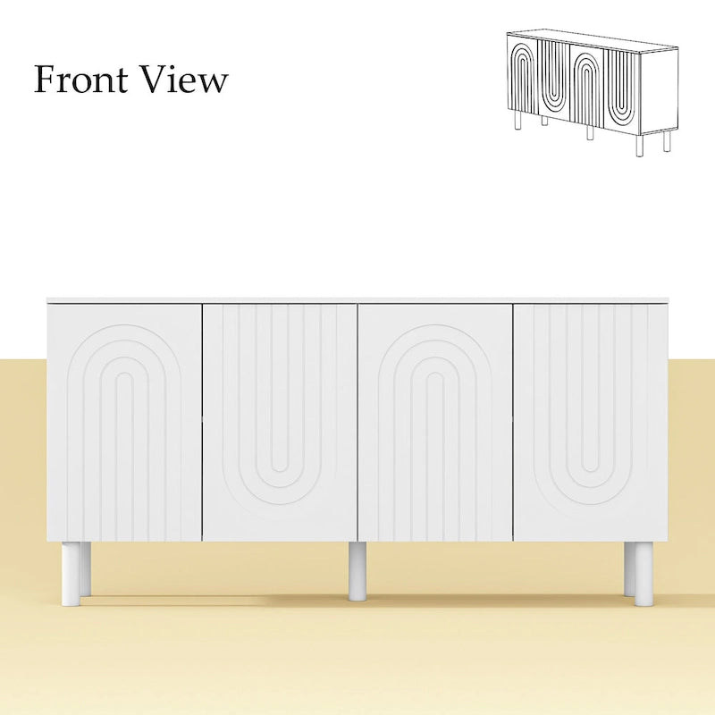White MDF Sideboard Bookcase Kitchen Cabinet Buffet Credenza End Table