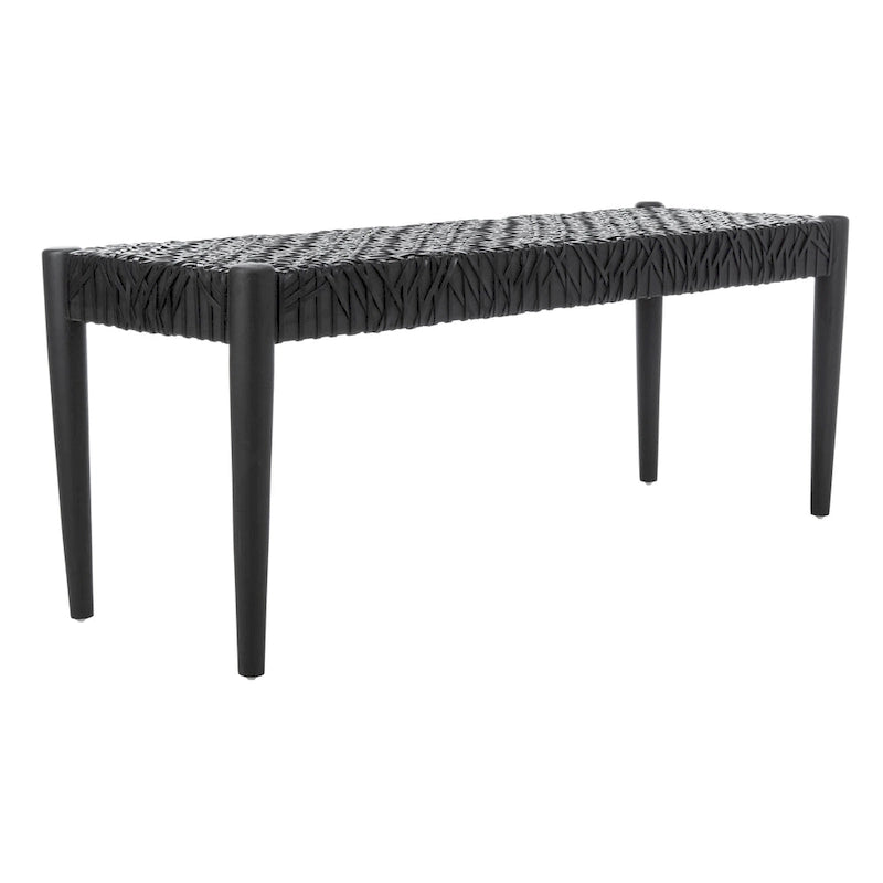 SAFAVIEH Mahalia Bandelier Wood & Leather Bench - 47 W x 16 D x 19 H - 47Wx16Dx19H