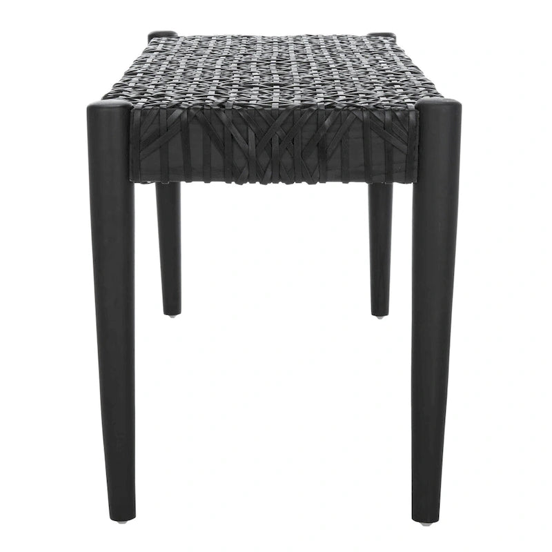SAFAVIEH Mahalia Bandelier Wood & Leather Bench - 47 W x 16 D x 19 H - 47Wx16Dx19H
