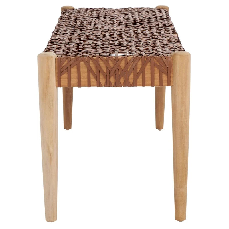 SAFAVIEH Mahalia Bandelier Wood & Leather Bench - 47 W x 16 D x 19 H - 47Wx16Dx19H