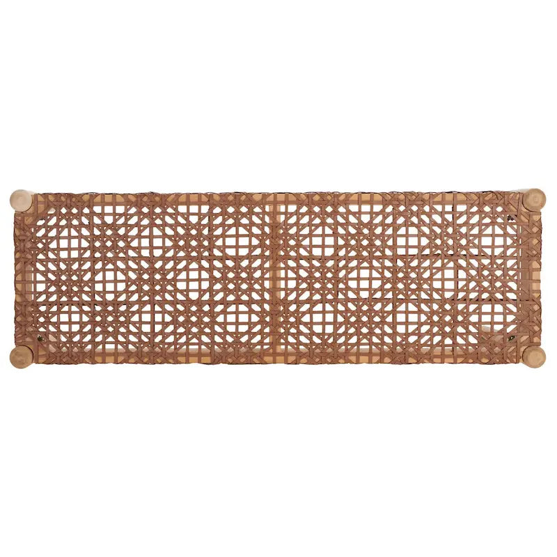 SAFAVIEH Mahalia Bandelier Wood & Leather Bench - 47 W x 16 D x 19 H - 47Wx16Dx19H