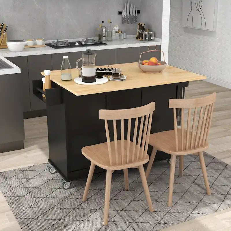 Multifunctional Kitchen Cart with Spice Rack and Adjustable Shelves
