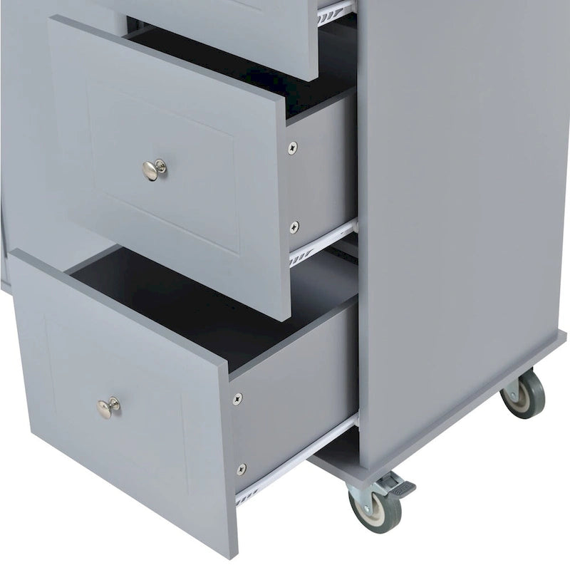 Multifunctional Kitchen Cart with Spice Rack and Adjustable Shelves