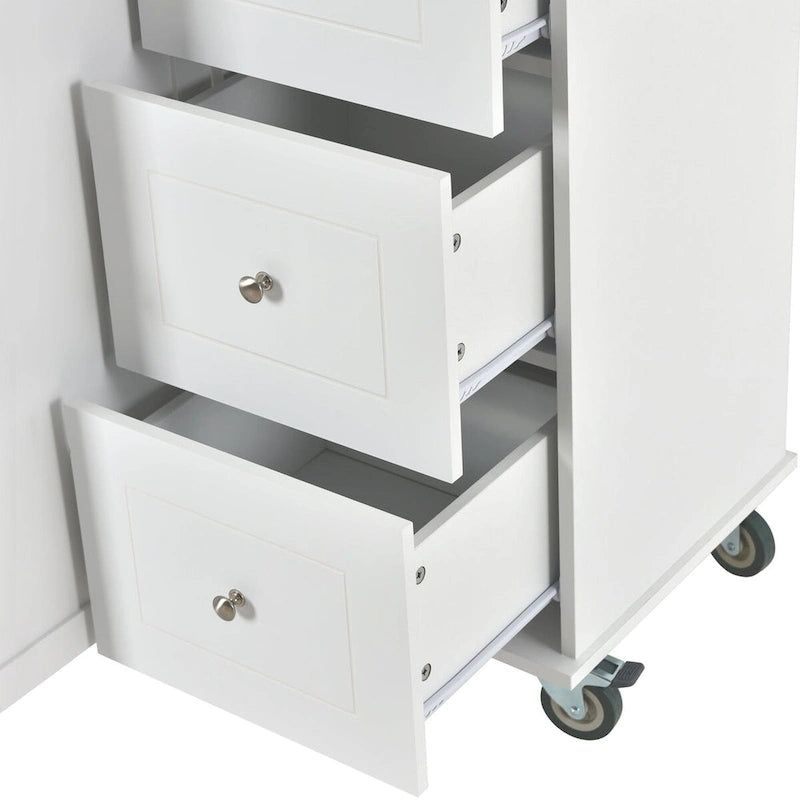 Multifunctional Kitchen Cart with Spice Rack and Adjustable Shelves