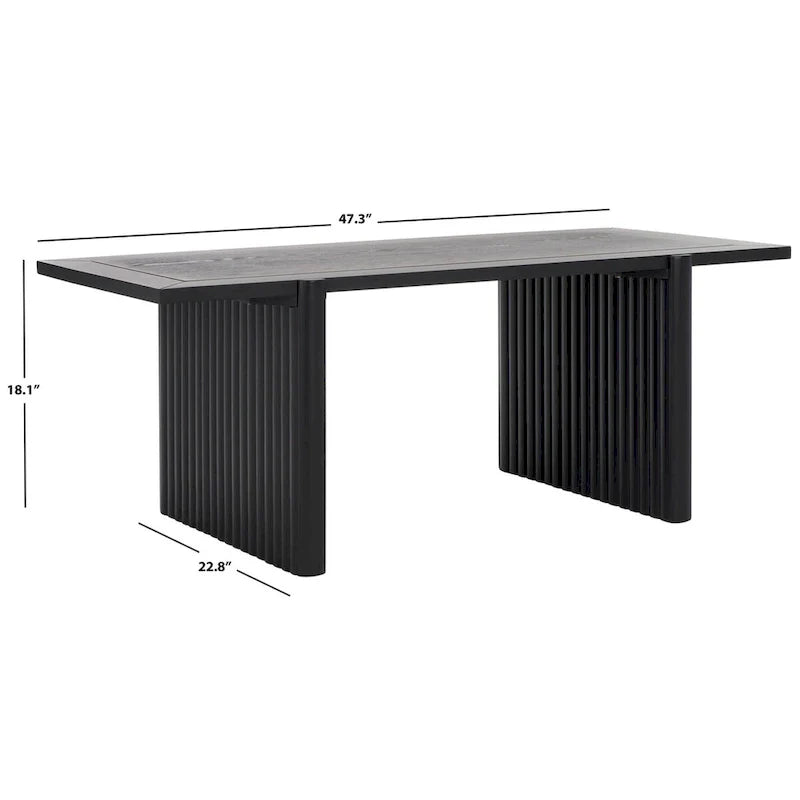 Rectangular Coffee Table with Fluted Sawhorse Frame