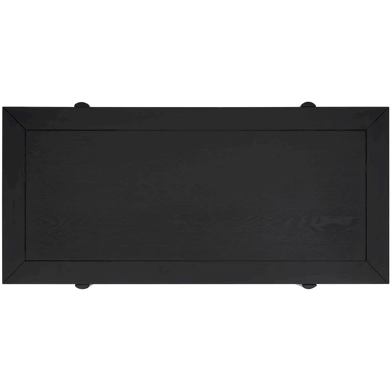 Rectangular Coffee Table with Fluted Sawhorse Frame