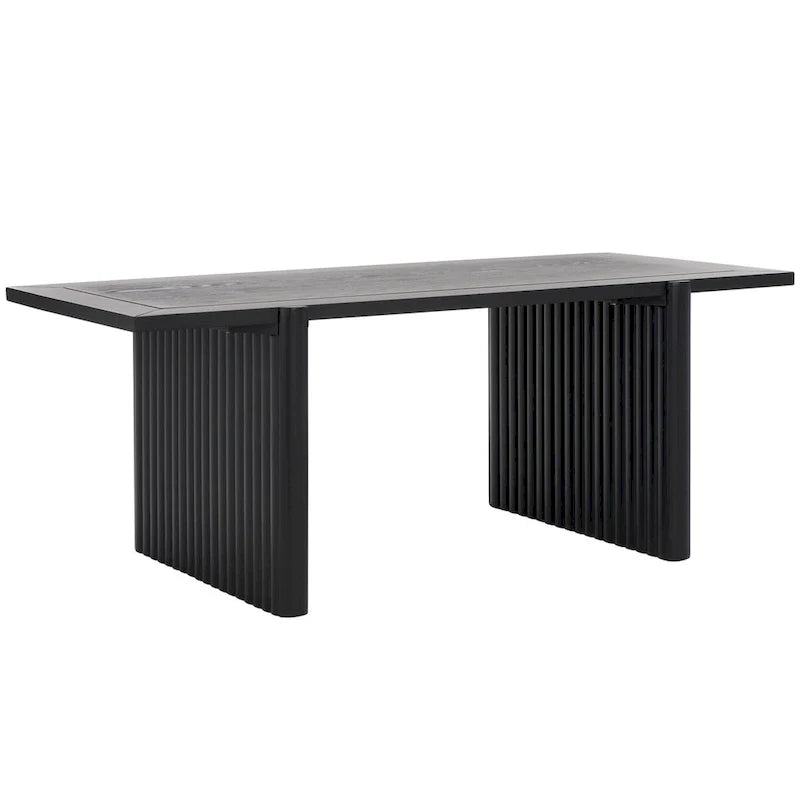 Rectangular Coffee Table with Fluted Sawhorse Frame