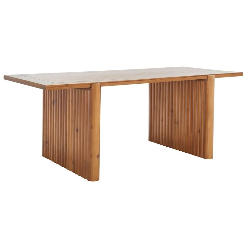 Rectangular Coffee Table with Fluted Sawhorse Frame