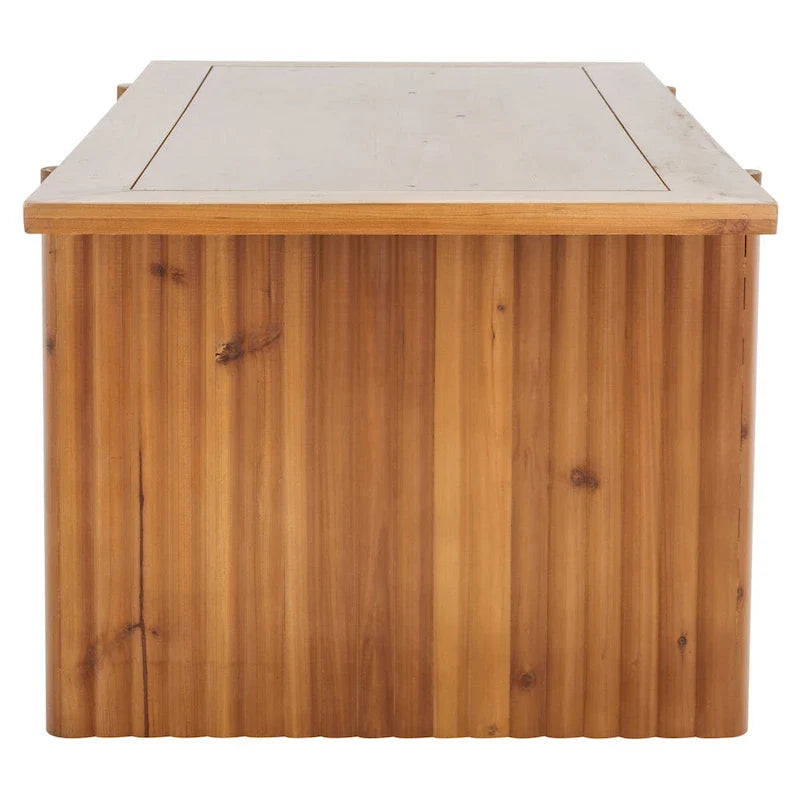 Rectangular Coffee Table with Fluted Sawhorse Frame