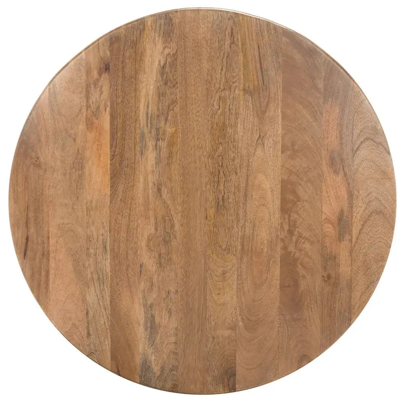 Round Mango Wood Coffee Table with Lattice Base