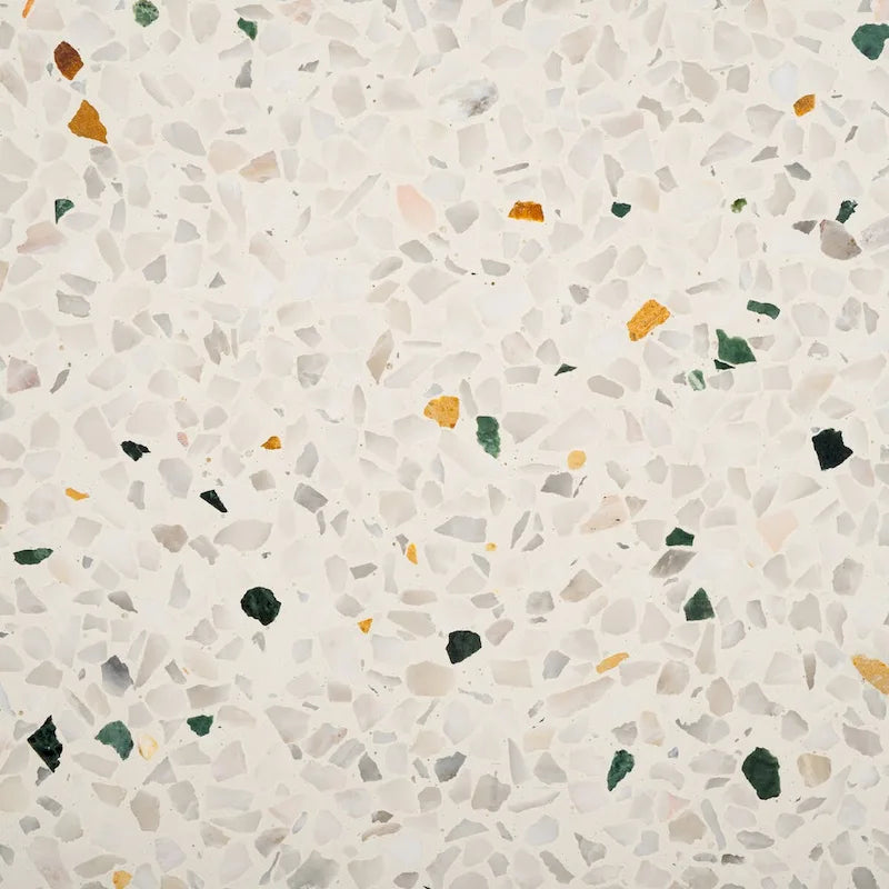 White Marble Top Round Drink Table with Black Legs