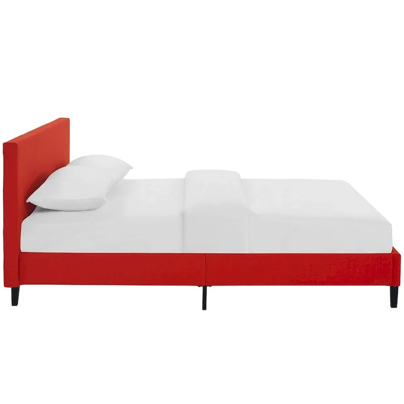 Queen Platform Bed with Padded Vinyl Headboard