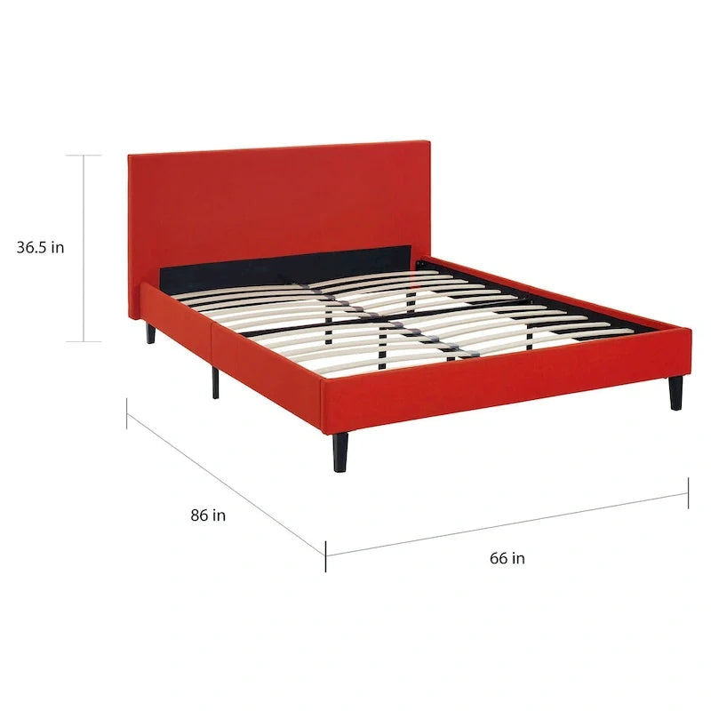 Queen Platform Bed with Padded Vinyl Headboard