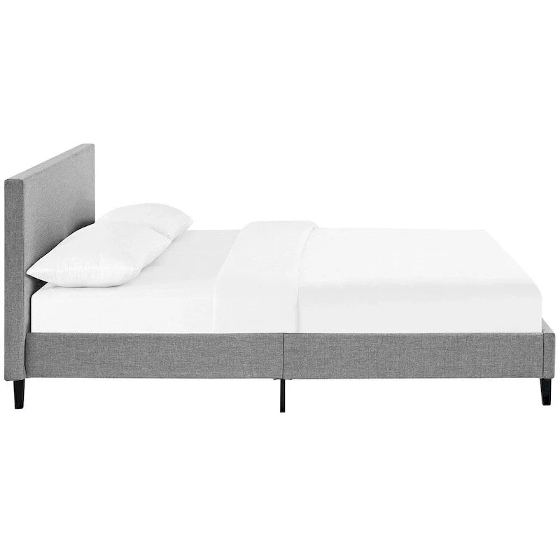 Queen Platform Bed with Padded Vinyl Headboard