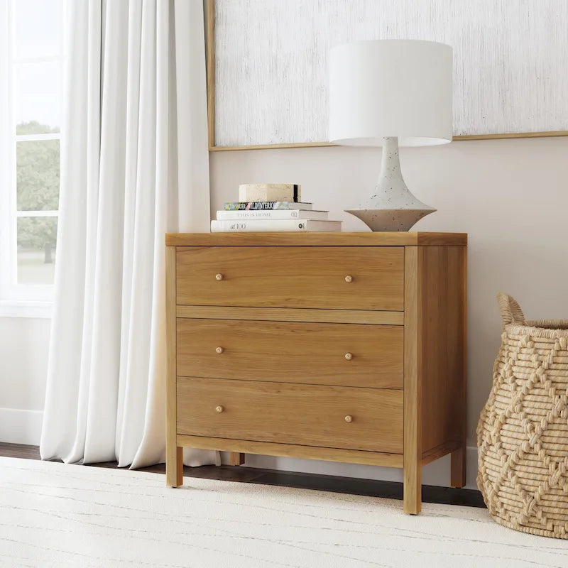 Antique Taupe 3-Drawer Wood Dresser