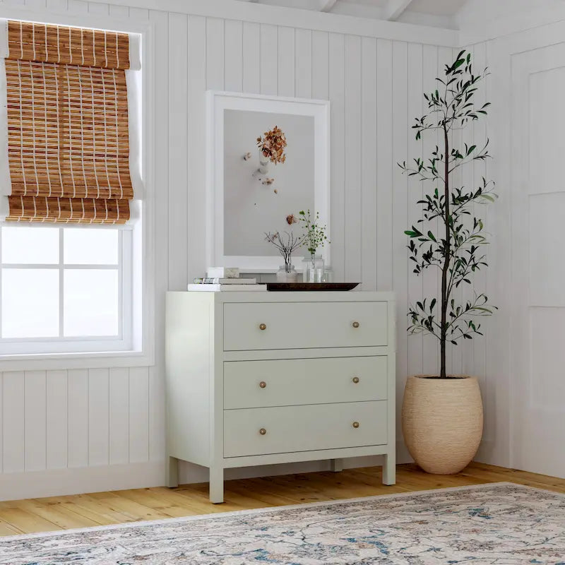 Antique Taupe 3-Drawer Wood Dresser