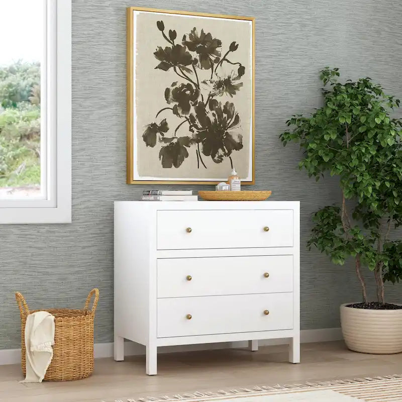 Antique Taupe 3-Drawer Wood Dresser