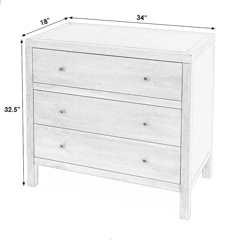 Antique Taupe 3-Drawer Wood Dresser