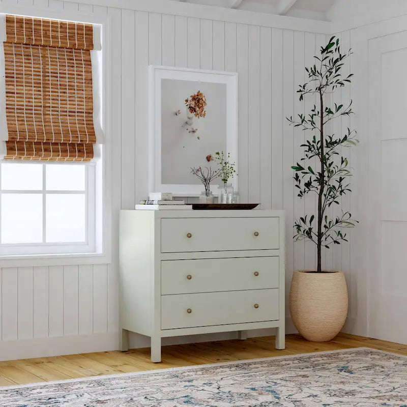 Antique Taupe 3-Drawer Wood Dresser