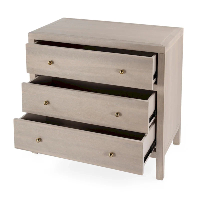 Antique Taupe 3-Drawer Wood Dresser