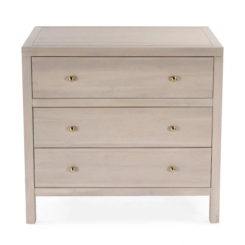 Antique Taupe 3-Drawer Wood Dresser
