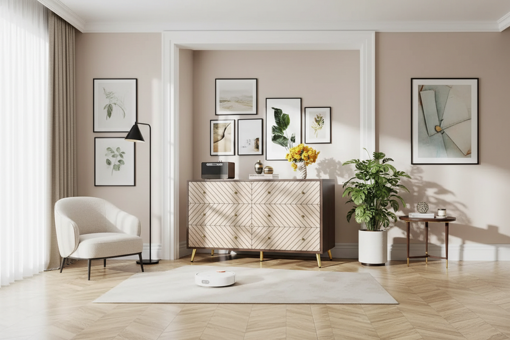 6-Drawer Storage Dresser with Metal Legs